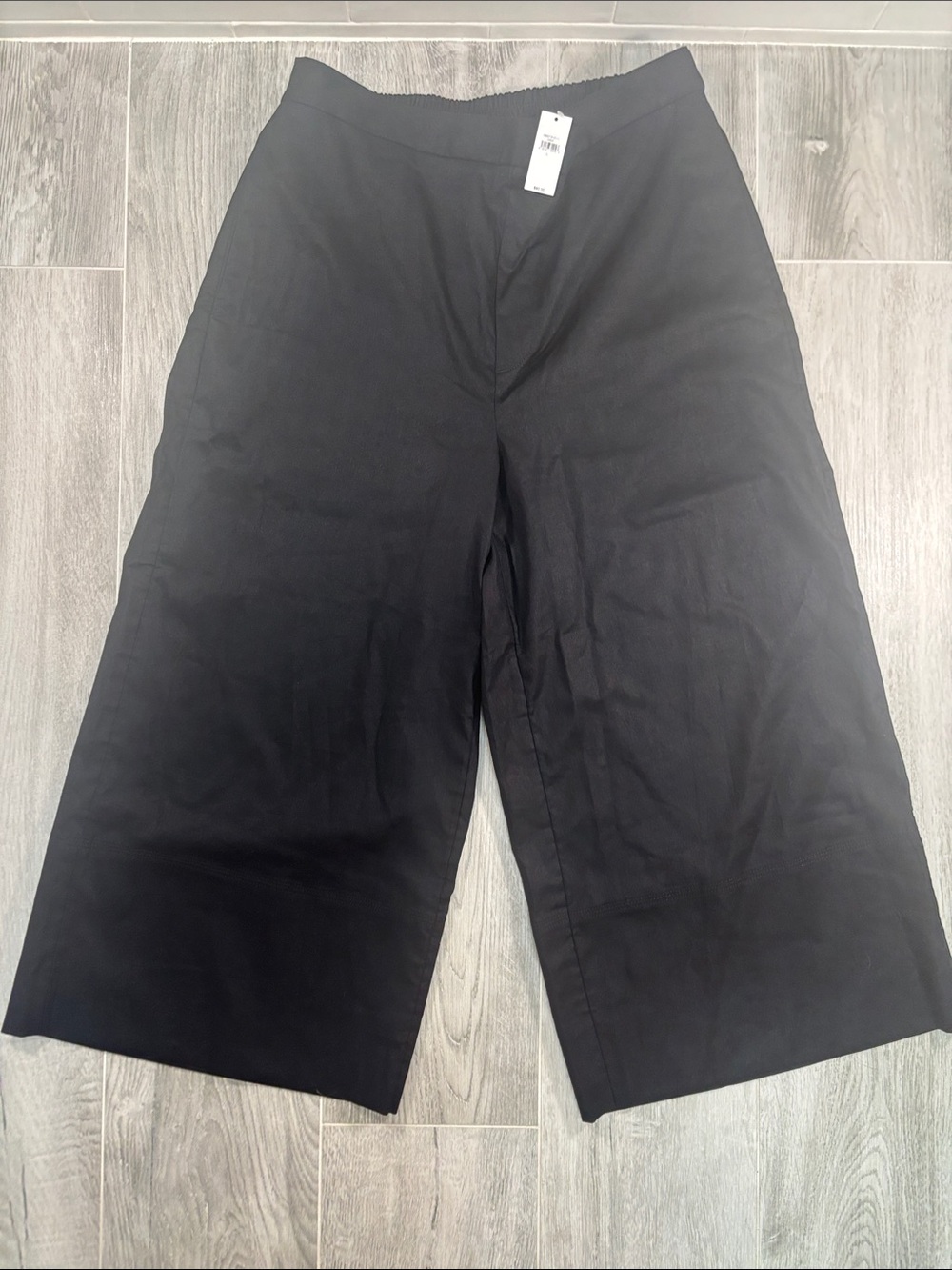 Banana Republic Factory Linen Blend Wide Leg Cropped Pants Black L NWT $80